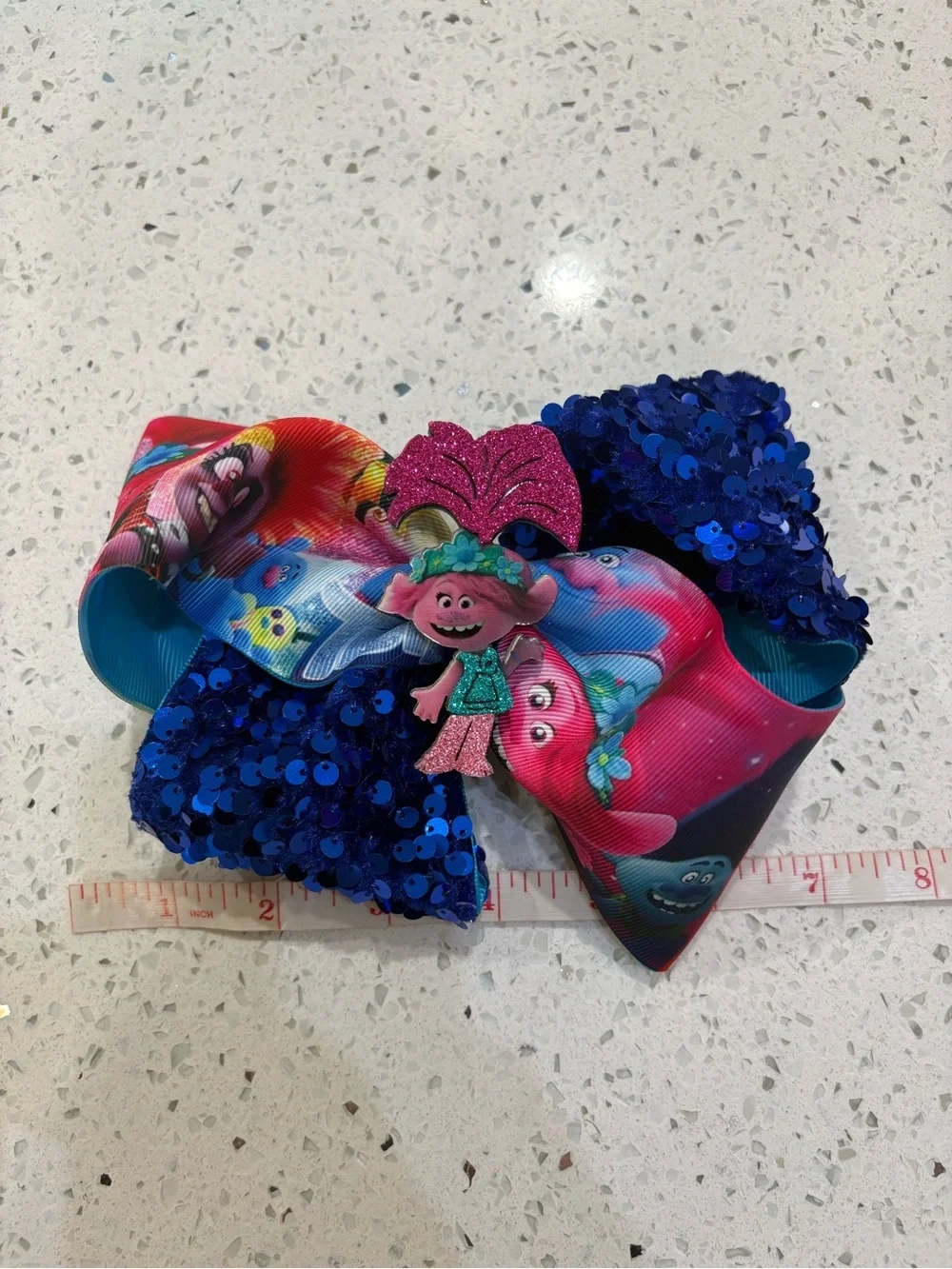 Disney Princess & Trolls Kids Hair Bow Set - Blue, Teal, Pink